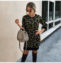 Sweater Dress Autumn Winter Long Sleeve Women Fashion Vintage Leopard Print Warm Knitted Clothes Ladies Dresses New Arrival - SunLify