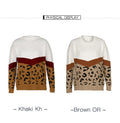 Sweater Women Leopard Patchwork Autumn Winter Ladies Long Sleeve Jumper Pullover Sweaters Top Brown Fashion Womens Clothing - SunLify