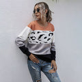 Cardigan Sweater Autumn Winter Patchwork Leopard Print Loose Long Sleeve Button Up Knitted Cardigan Top Fall  Women Clothing - SunLify