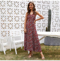 Long Dress Summer Vintage Flower Floral Backless Slip Sundress Women Casual Fitted Midi Clothes Red  Spaghetti Strap Dresses - SunLify