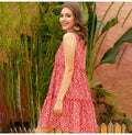 Chiffon Dress Women Flower Floral Ruched Tank Dresses Summer Casual Loose Fit Red Beach Mori Girls Clothes  Fashion Vacation - SunLify