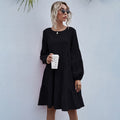 Dress Woman Autumn Spring Fashion Casual Ladies Black Ruffle Ruched Loose Fitted Womens Dresses New Arrival  Fall Clothes - SunLify