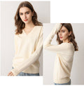 Knitted Sweater Autumn Long Sleeve V Neck Pullover Basic Thin Tops White Jumpers Sweaters Knitwear Women  Fashion Clothes - SunLify