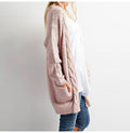 Long Sweater Cardigan Women Autumn Winter Long Sleeve Pink Knitted Clothing Pocket Ladies Oversized Plus Size Fashion Tops - SunLify