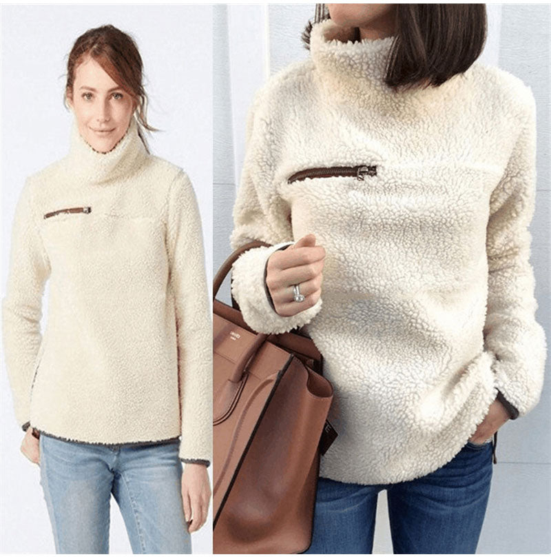 Lossky Women Sweatshirts Autumn Winter Top Long Sleeve Plush Warm Pullover Kpop Ladies Tops Women Clothes  Pure Sweatshirt - SunLify