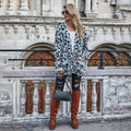 Green Long Cardigan Jacket Autumn Winter Clothes Women Loose Long Sleeve Leopard Knitted Cardigans Tops  Sweaters For Women - SunLify