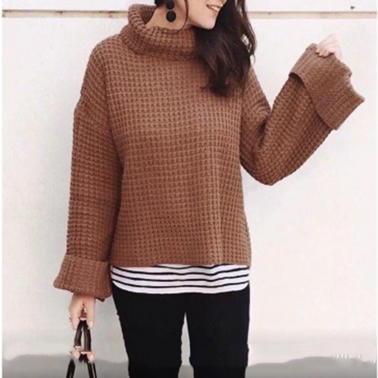 Autumn Knitted Sweater Women Long Loose Sleeve Sweaters Oversize - SunLify