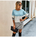 Sweater Dresses Women Autumn Winter Long Sleeve Casual Pink Striped Patchwork Slim Knitted Dress  Fashion Clothes For Women - SunLify