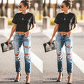 Spring Fashion Hole Ripped Jeans Women Destroyed Cool Denim Mid Waist Skinny Jeans Pants Summer Slim Pencil Jeans Trousers - SunLify