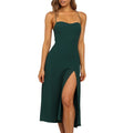 Lossky Sexy Backless Sleeveless Bandage Midi Dress Summer Beach Strapless Dresses Casual Clothes For Women  Green Sundress - SunLify