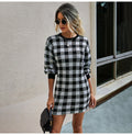 Sweater Dress Women Autumn Winter Elegant Office Plaid Long Sleeve Knit Clothes Slim Fit Black Ladies Dresses New Arrival - SunLify