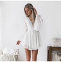 Chiffon Dress Lace Hollow Out Women Bandage Mini Short Dresses Party White Black Fitted Clothing Summer  Outfits For Women - SunLify