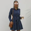 Button Up Shirt Dress Autumn Spring Casual Dot Print A-Line Dresses Elegant Floral Slim Sashes Fall  Womens Clothing Fashion - SunLify