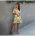 Off Shoulder Dress Sexy Women Strapless Backless Summer Casual Print Mini Short Sundresses Green Fitted Clothing Holiday - SunLify