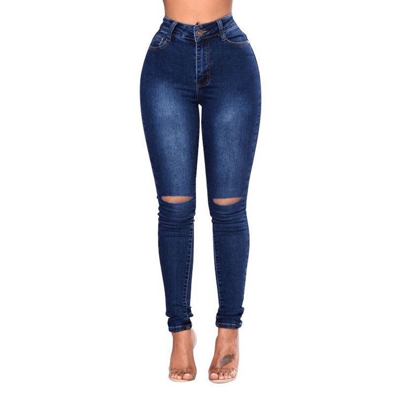 High Waist push up denim jeans Women Casual calca jeans ladies  Sexy Ripped Hole elastic skinny jeans vintage boyfriend jeans - SunLify