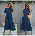 Women T-shirt Dress Summer Ruched Long Dresses Ladies Elegant Loose Fit Midi Clothing  Fashion Free People Dresses For Women - SunLify