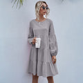 Dress Woman Autumn Spring Fashion Casual Ladies Black Ruffle Ruched Loose Fitted Womens Dresses New Arrival  Fall Clothes - SunLify