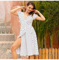 Women White Long Dress Summer Casual Dots Floral Womens Dresses Red Chiffon Midi Ladies Korean Fashion Clothing  Vacation - SunLify