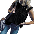 Women Summer Blouse Sleeveless Tops Lace Hollow Tanks Casual Shirt - SunLify