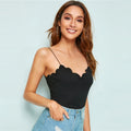 Trim Rib-Knit Top Solid Slim Fit Summer Women Clothing Strap Tops - SunLify