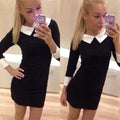 Winter Autumn Women Dress Turn-Down Collar Slim Casual Dress - SunLify