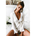 Women's explosion suit set trumpet sleeve cardigan shorts - SunLify