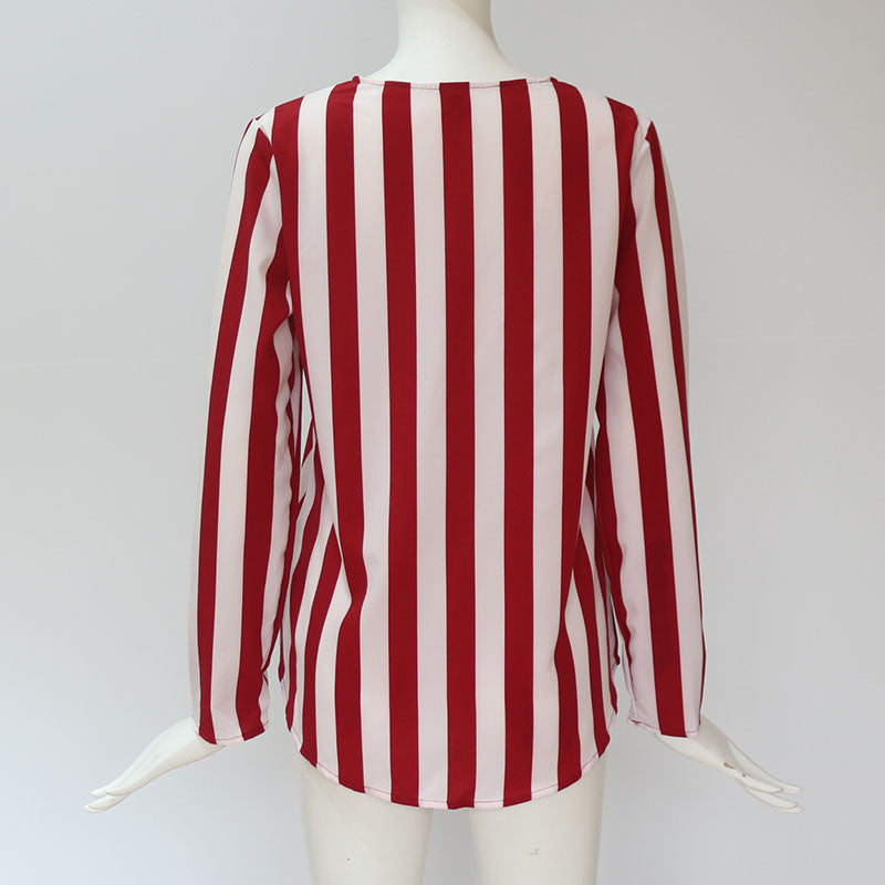 Women Striped Blouse Shirt Long Sleeve - SunLify