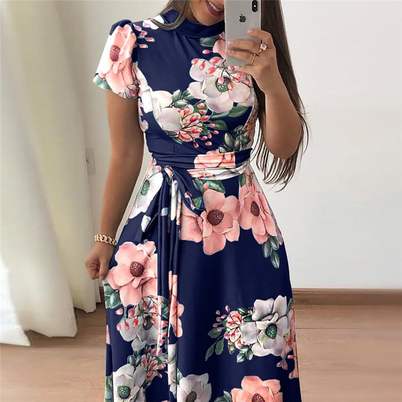 Women Summer Dress Turtleneck Bandage Elegant Dresses - SunLify