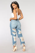 women Sexy ripped jeans Girls gloria jeans with high waist ladies mom denim pants femme boyfriend jeans for Calca jeans feminino - SunLify