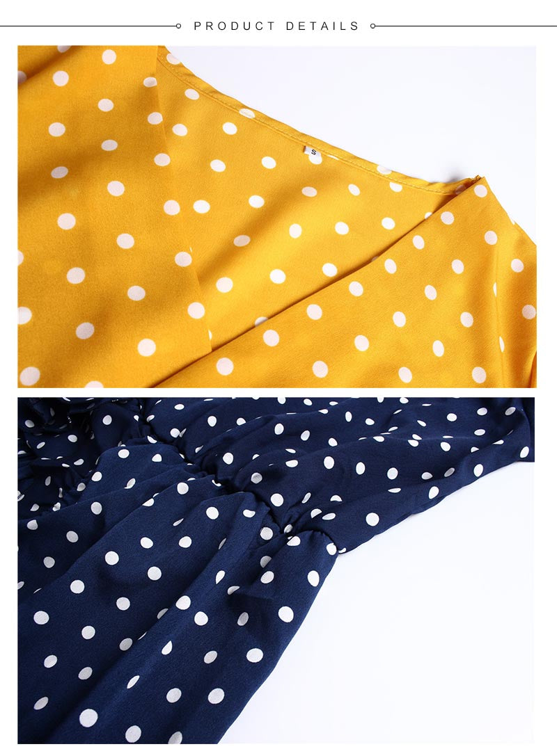 Women Dress Ruffles Print Polka Dot Female Half Sleeve Mini Dresses - SunLify