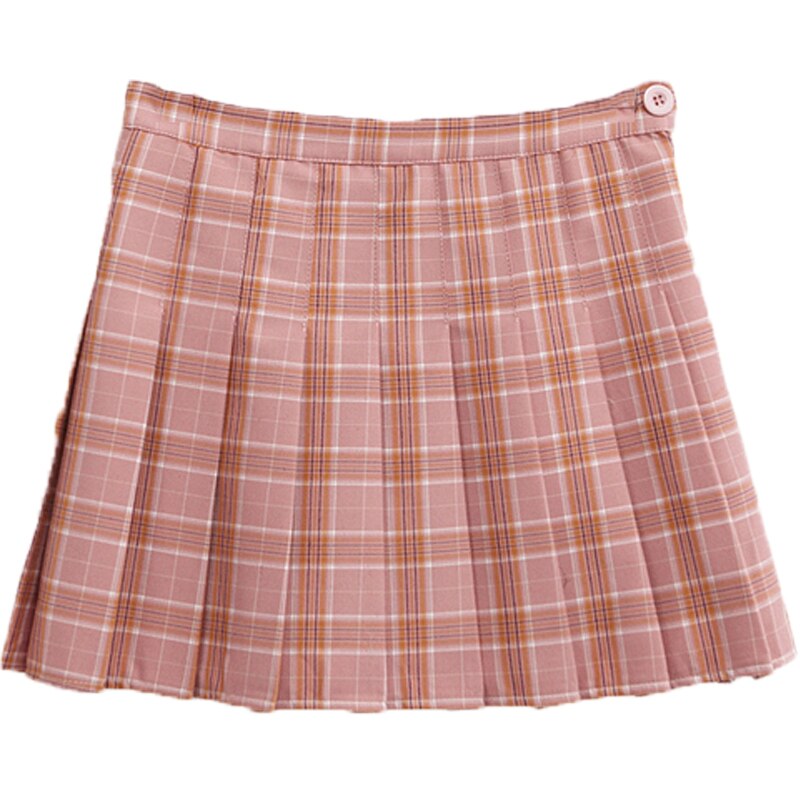 New Japanese lattice skirt high waist pleated was thin A-Line skirt - SunLify