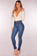 Jeans for Women High Waist push up jeans High Elastic plus size Stretch ladies mom jeans female washed denim skinny pencil pants - SunLify