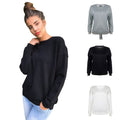 Women Long-sleeve Sweatshirt Round Neck Lace Up Casual Pullover - SunLify