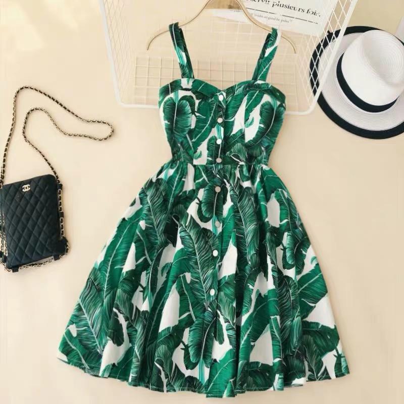 Summer Women Spaghetti Strap Print Floral Sleeveless Style dress - SunLify