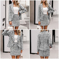 Two-piece plaid tweed women blazer suit Casual streetwear suits - SunLify