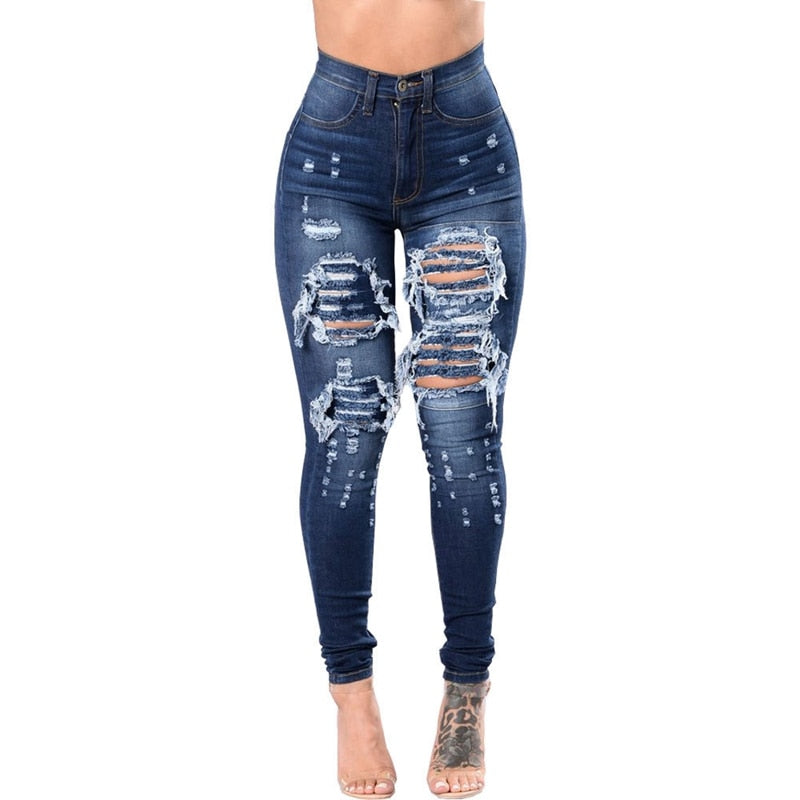 Skinny Jeans Women Denim Pants Holes Destroyed Pencil Pants Casual Trousers push up Stretch Ripped calca Jeans boyfriend jeans - SunLify