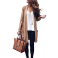 Fashion Open Stitch Knitted Sweater Long Sleeve Pocket Cardigan - SunLify