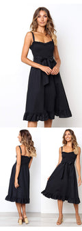 Strapless Spaghetti Band Katoen Zomerjurk  Elegante Backless Jurk - SunLify