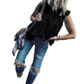 Women Summer Blouse Sleeveless Tops Lace Hollow Tanks Casual Shirt - SunLify