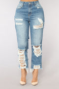 women Sexy ripped jeans Girls gloria jeans with high waist ladies mom denim pants femme boyfriend jeans for Calca jeans feminino - SunLify