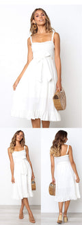 Strapless Spaghetti Band Katoen Zomerjurk  Elegante Backless Jurk - SunLify