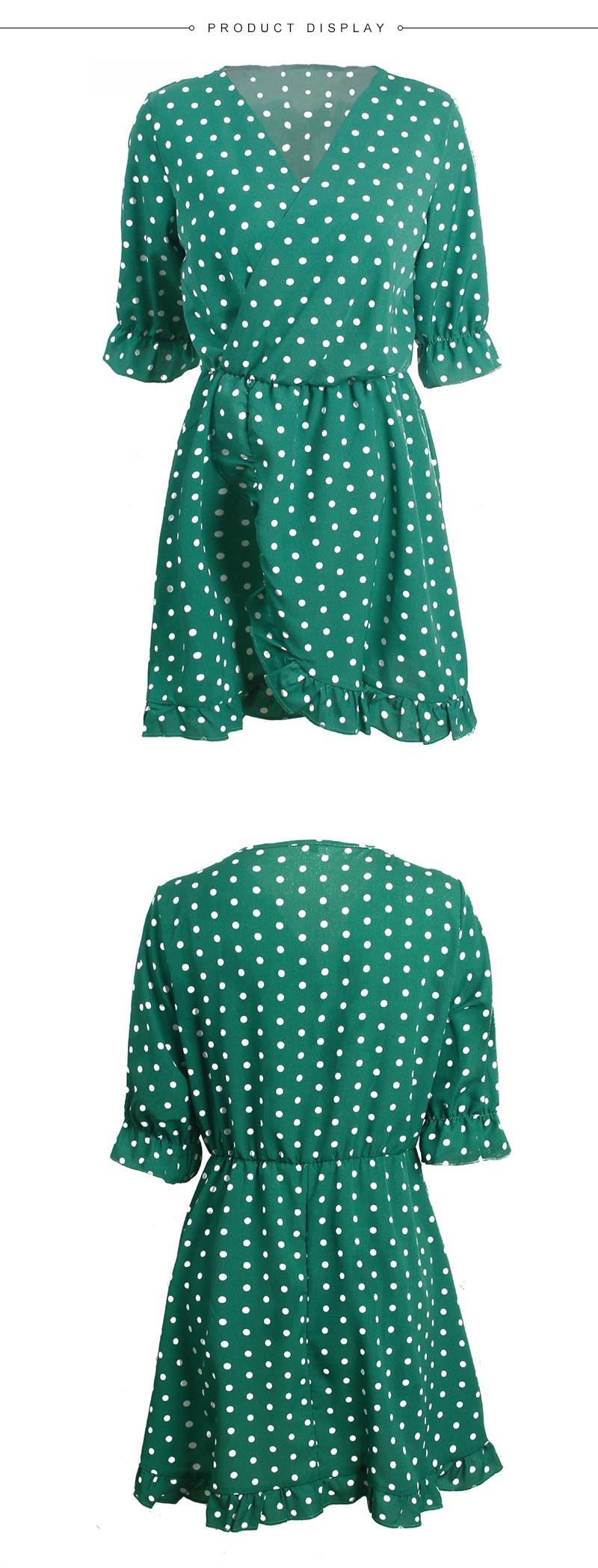 Women Dress Ruffles Print Polka Dot Female Half Sleeve Mini Dresses - SunLify