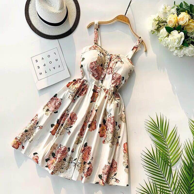 Summer Women Spaghetti Strap Print Floral Sleeveless Style dress - SunLify