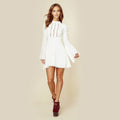 Elegant hollow out lace dress women Half sleeve short casual dress - SunLify