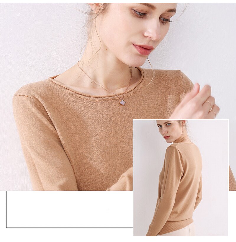 Knitted Sweater Autumn Winter Women Pure Pink Long Sleeve Tops Fashion Ladies Pullover Basic Sweaters Fall  Womens Clothing - SunLify