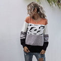 Cardigan Sweater Autumn Winter Patchwork Leopard Print Loose Long Sleeve Button Up Knitted Cardigan Top Fall  Women Clothing - SunLify