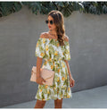 Off Shoulder Dress Sexy Women Strapless Backless Summer Casual Print Mini Short Sundresses Green Fitted Clothing Holiday - SunLify