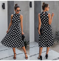 Long Dress Women Black Casual Polka-dot Summer White Midi Dresses Fitted Elegant Ladies Party  Summer Clothes For Women Belt - SunLify