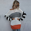 Long Sweaters Woman Autumn Winter Stitching Striped Long Sleeve Knitted Tops Pullover Sweater Fall  Fashion Womens Clothes - SunLify