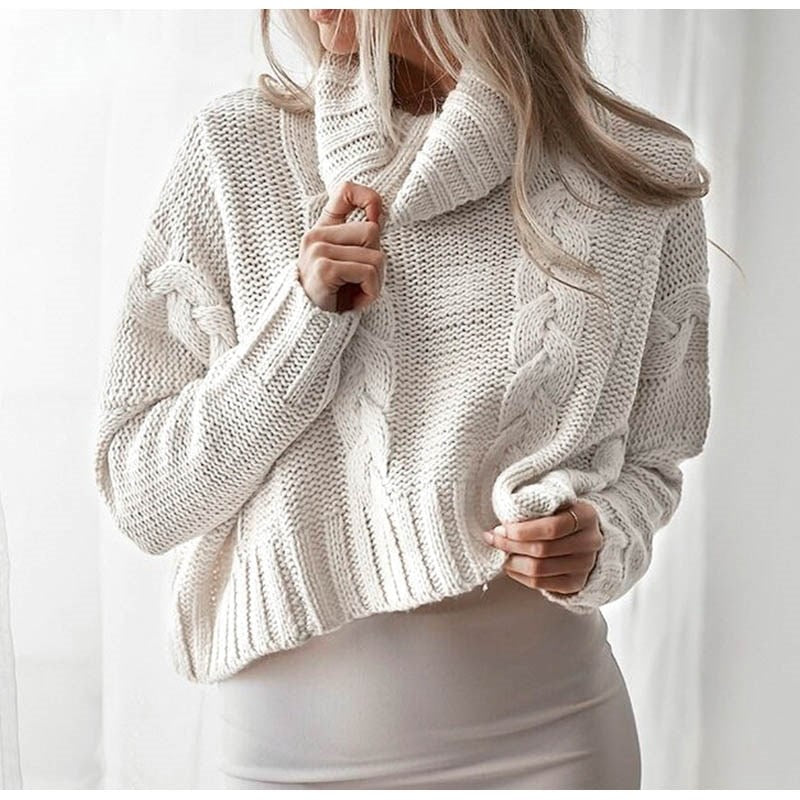 Harajuku Turtleneck Crop Sweater Autumn Winter Knitted Jumper - SunLify